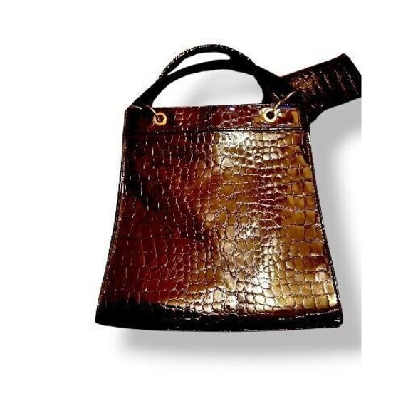 Arezzo Cognac Brown Croc  Pattern,Leather Satchel Bag - Picture 4 of 5